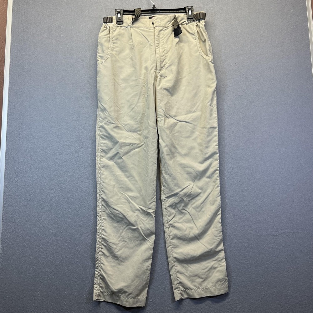 RailRiders Pants Mens Small Beige Nylon Hiking Khakis Belted Zip Pockets